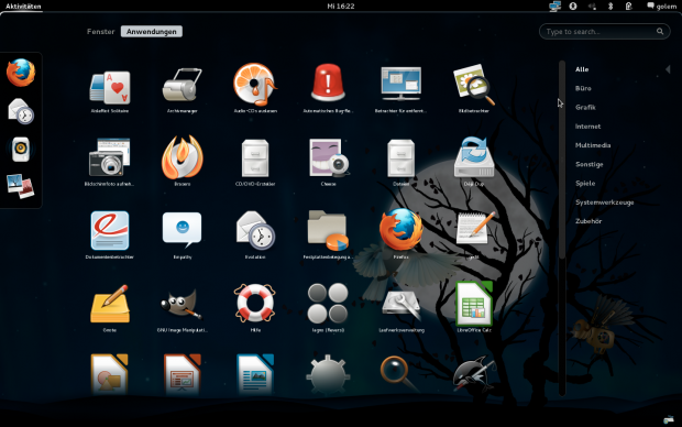 Dort sind auch die Verknüpfungen zu den Anwendungen untergebracht. 