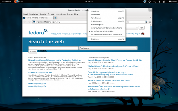 Fenster können über das Kontextmenü der Titelleiste auf die virtuellen Desktops verteilt werden.