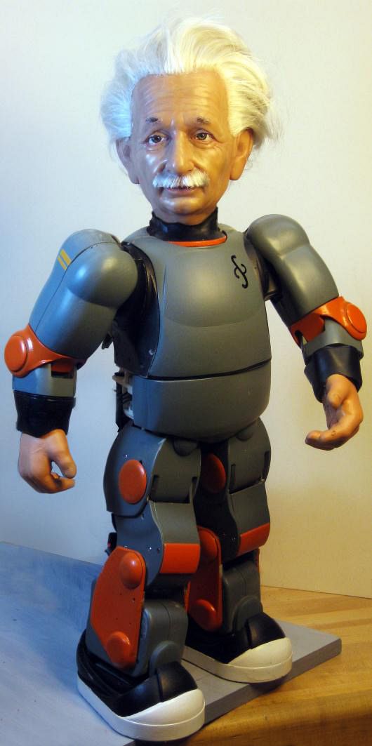 ... oder mit dem Kopf des Physikers Albert Einstein. (Foto: Hanson Robotics)