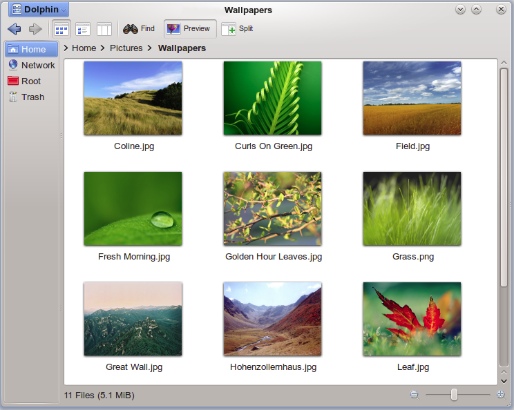 Mögliches Aussehen des Menüknopfes im Dateimanager Dolphin