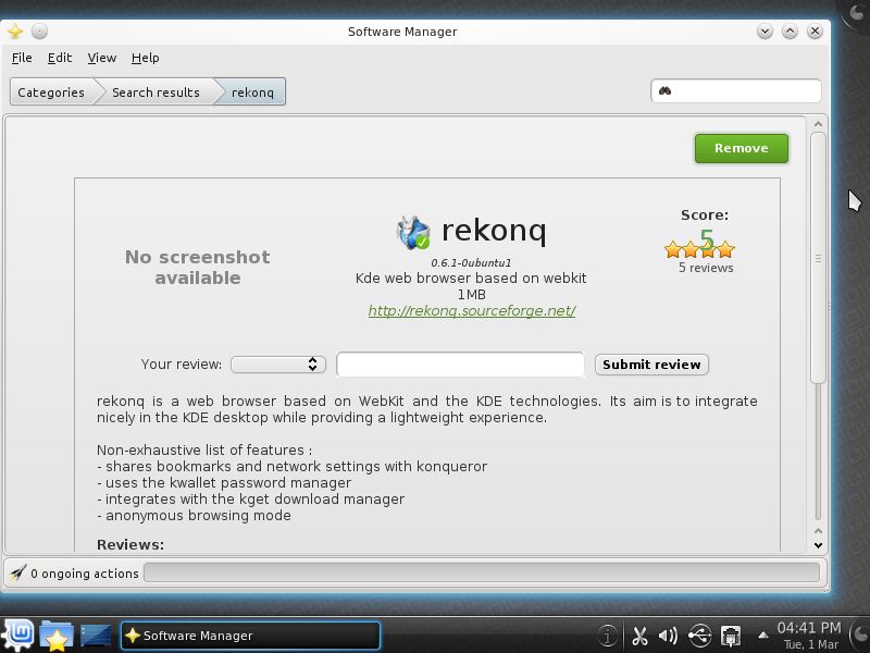 Rekonq-Browser ist installiert in Linux Mint Kde