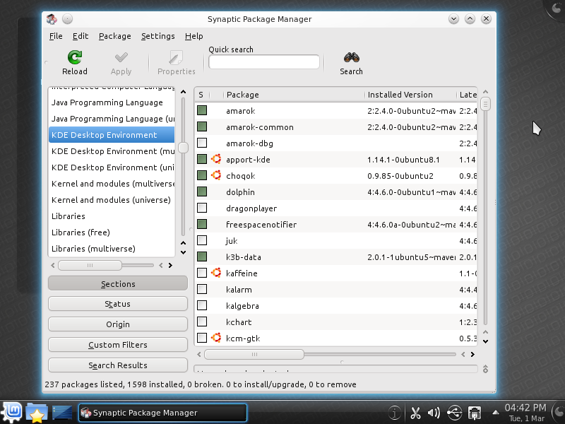 Synaptic-Paketverwaltung von Linux Mint Kde