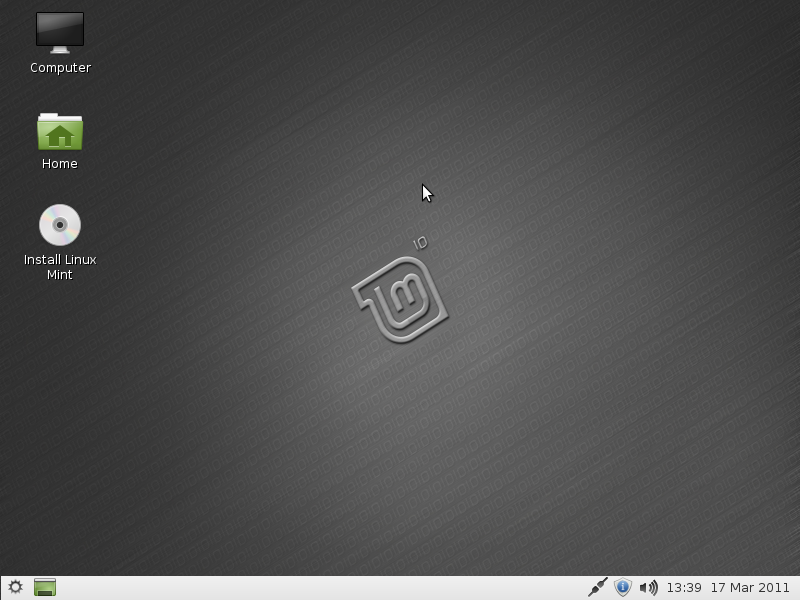 Linux Mint 10 LXDE - Startbildschirm