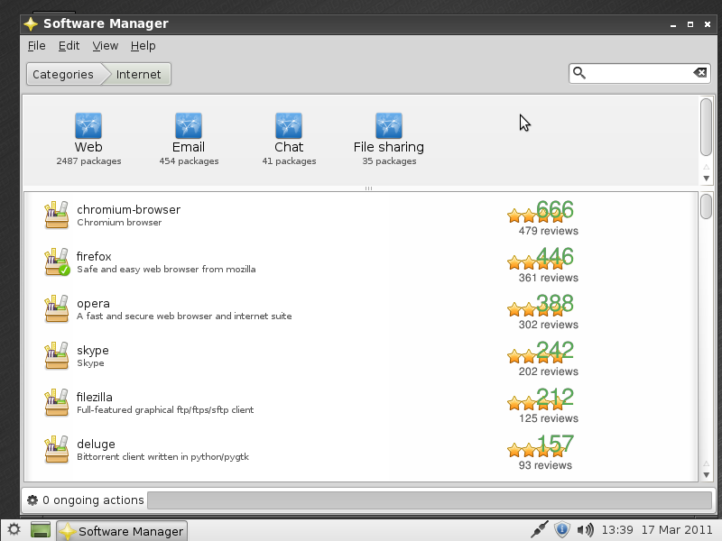 Die Applikationen haben in den Untermenüs des Softwaremanagers dasselbe Icon.