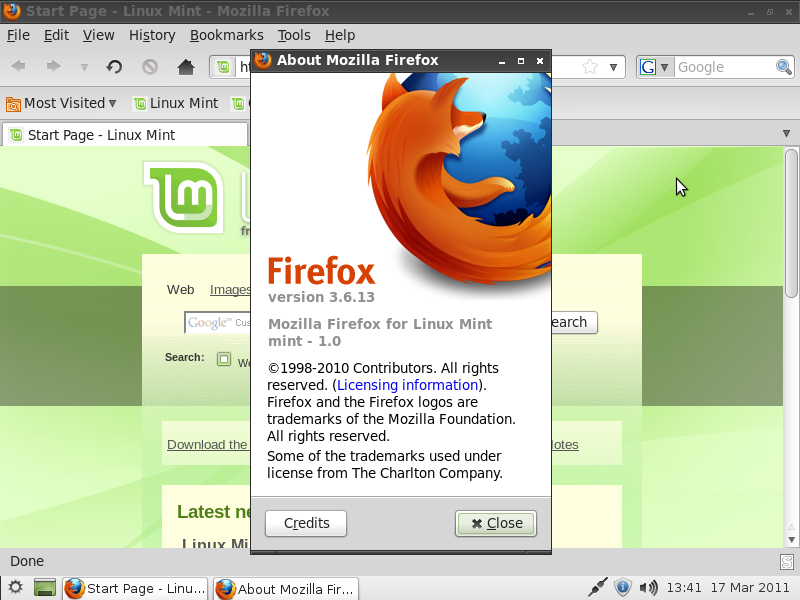 Der Firefox-Browser in Version 3.6.13