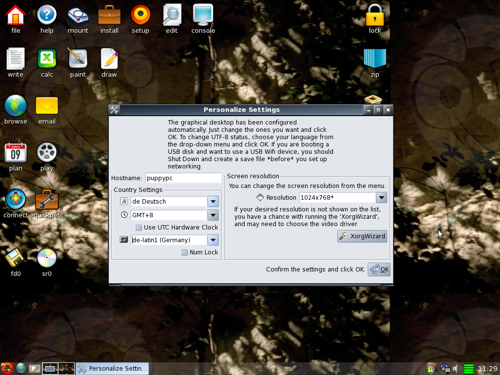 Das Konfigurationswerkzeug Quickset