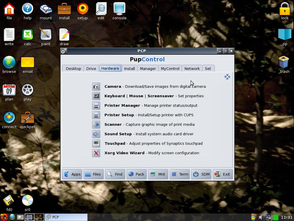 In Pupcontrol können weitere Konfigurationen vorgenommen werden, etwa zu Hardware.
