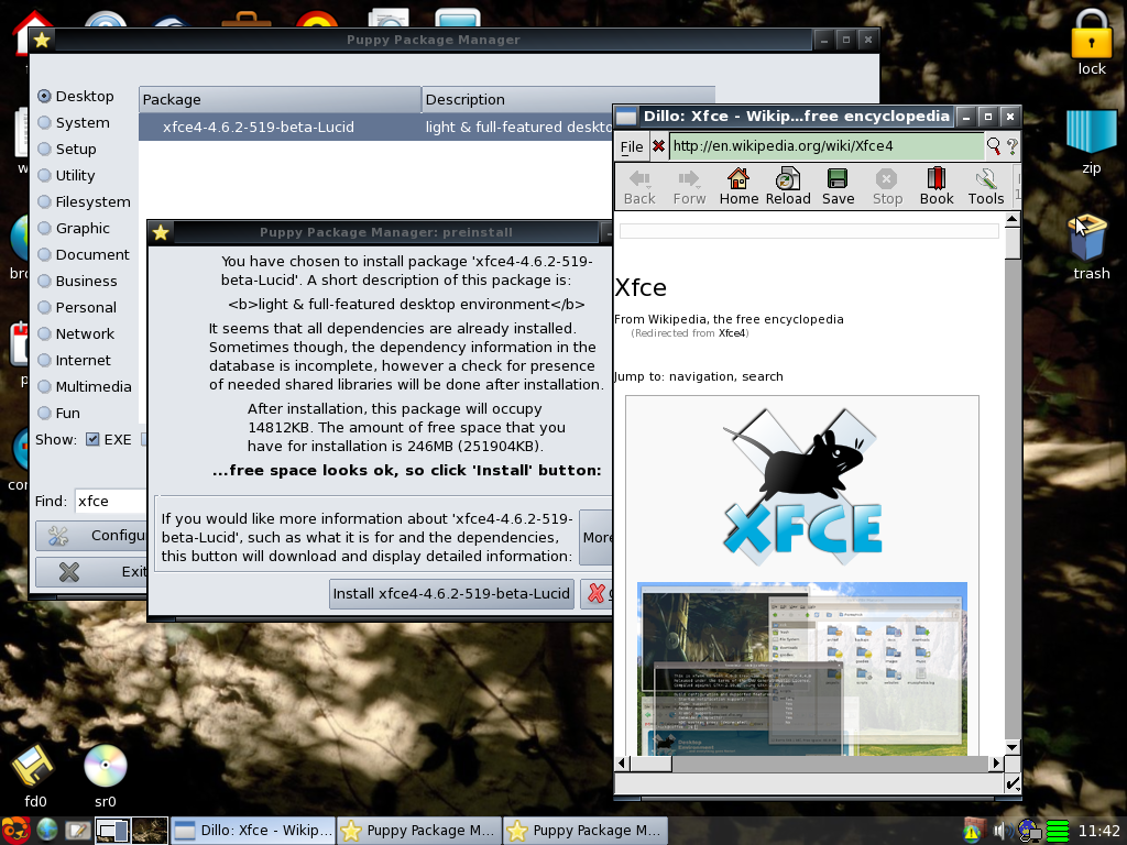 Als Alternative zu dem Standard-Desktop JWM kann unter anderen auch Xfce...