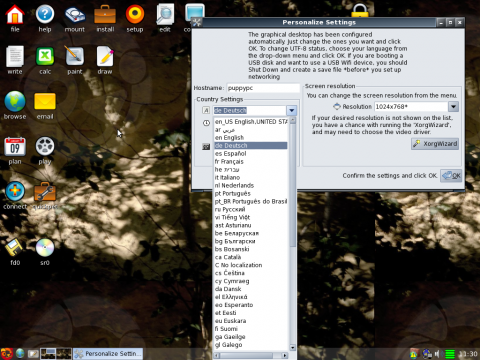 Hier k&ouml;nnen auch Spracheinstellungen vorgenommen werden.