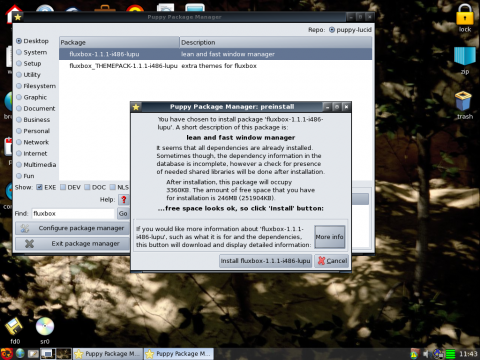 ... oder Fluxbox installiert werden.