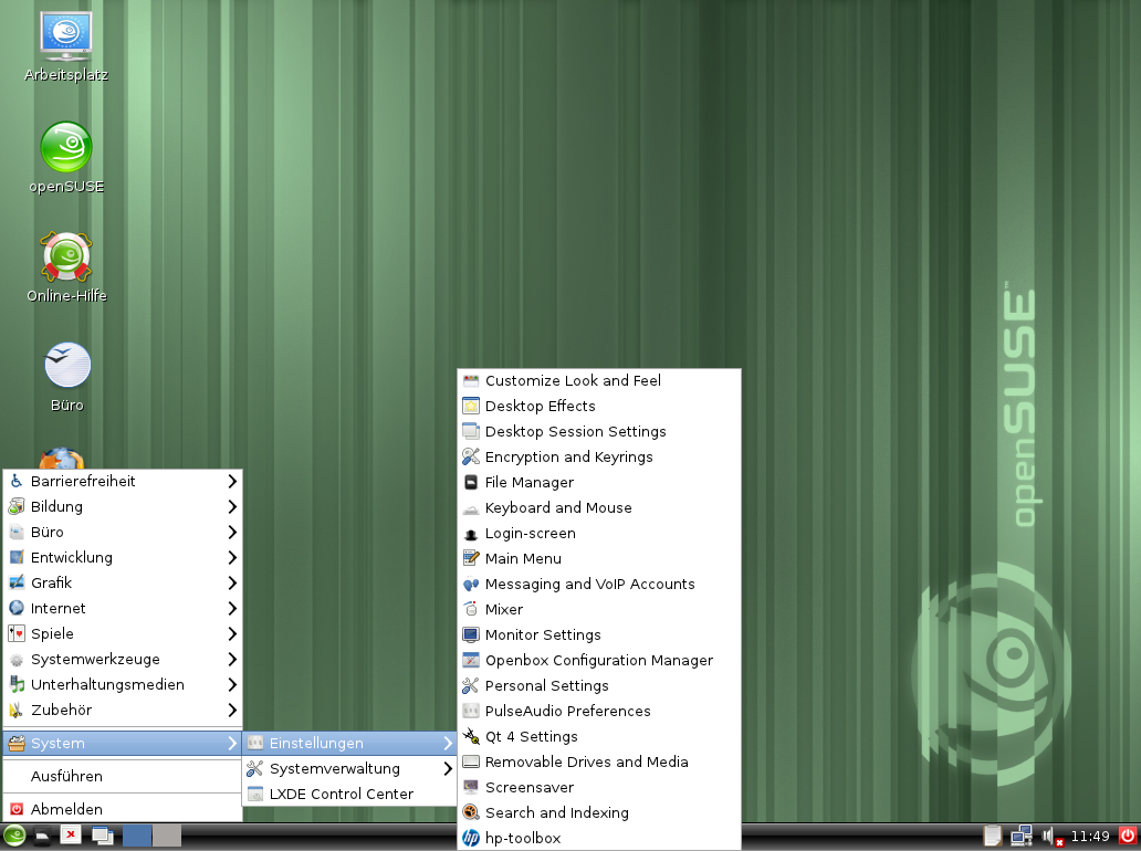 Im LXDE-Menü fehlen Übersetzungen.