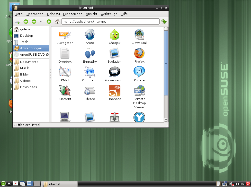 Über PCManFM können Anwendungen gestartet werden.