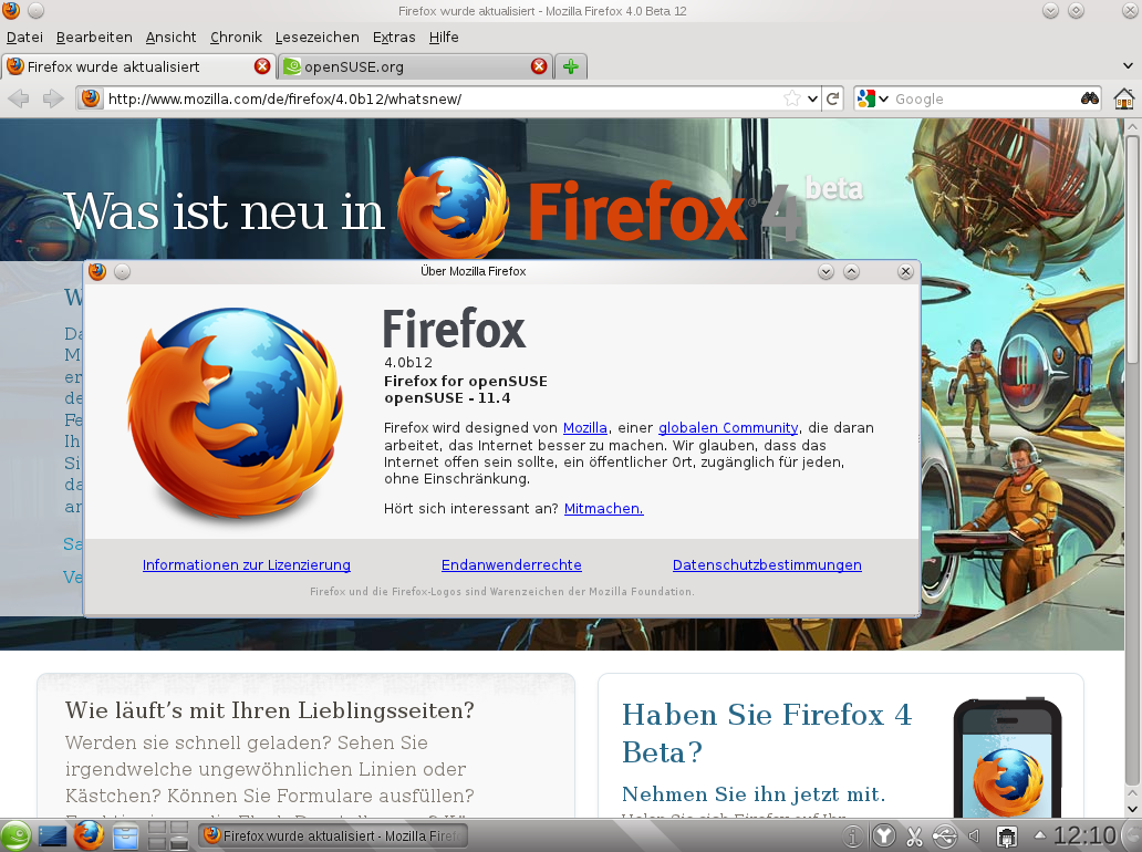 Firefox in Version 4.0b12