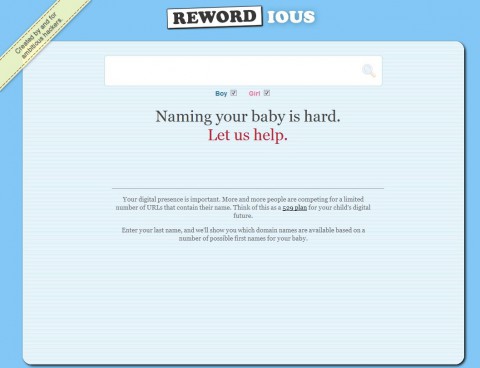 Rewordious hilft nun auch bei der Babynamensuche.