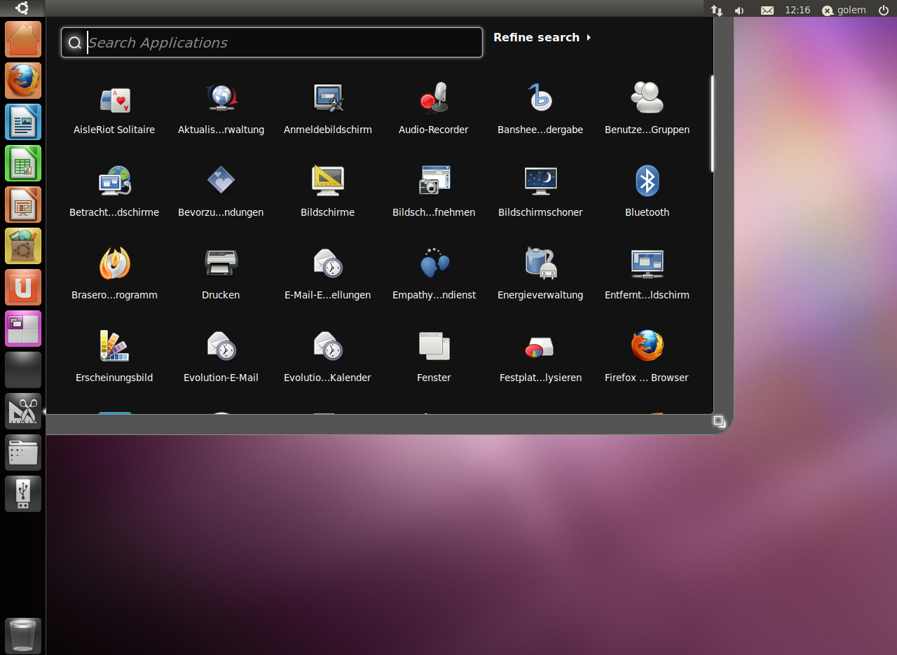Der Launcher für die Anwendungen