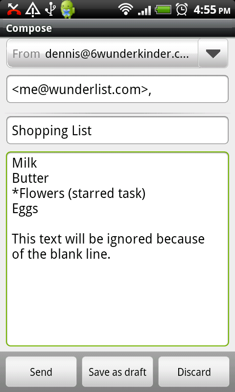Wunderlist für Android<br>Bild: 6Wunderkinder