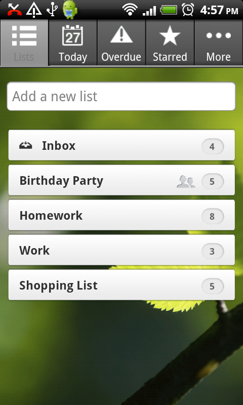 Wunderlist für Android<br>Bild: 6Wunderkinder