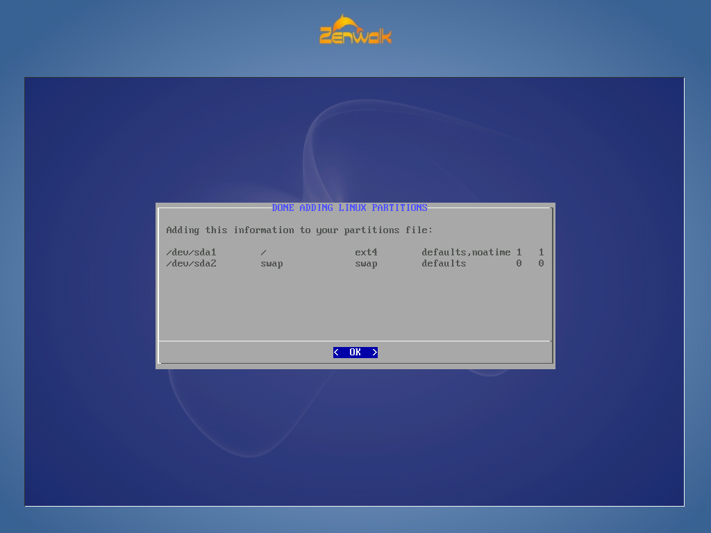 Die fertige Partitionierung
