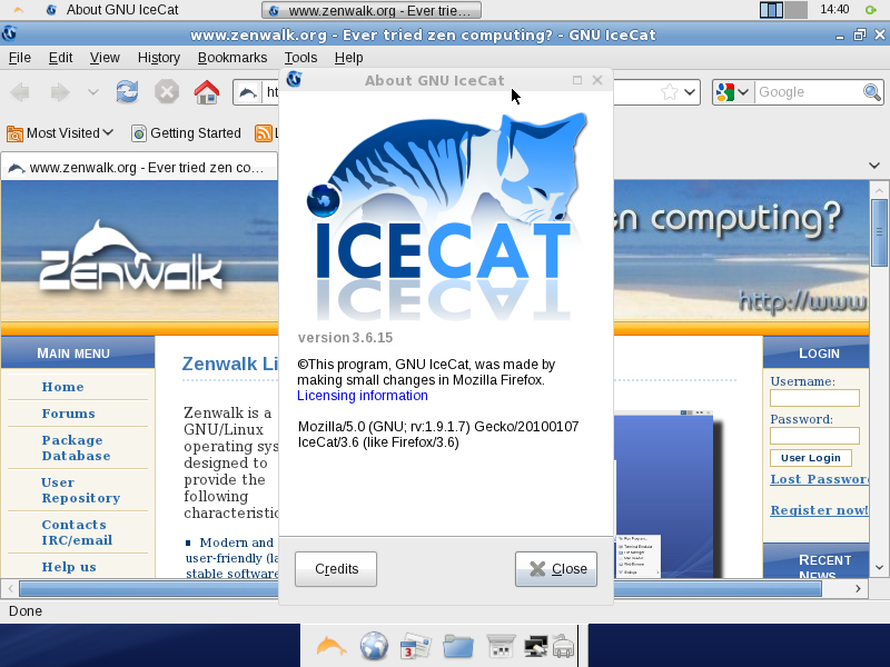 Der Webbrowser Icecat 3.6.15