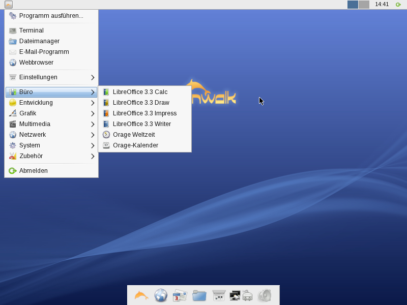 Das Startmenü mit Office-Anwendungen