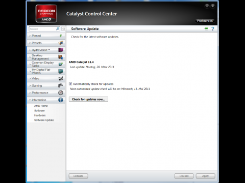 Das Control Panel sucht selbst nach Updates.