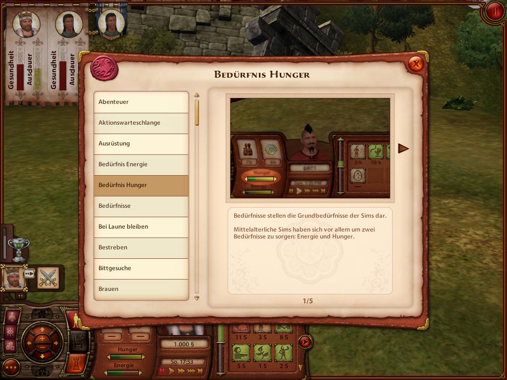 Auch Sims im Mittelalter haben Bedürfnisse.