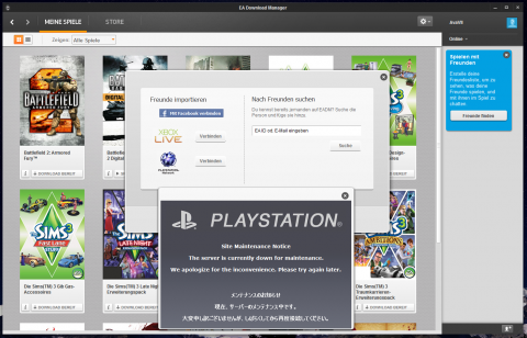 Das Playstation Network ist aktuell nicht erreichbar. (29. April 2011)