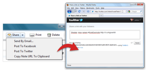 Evernote - Sharing-Funktion