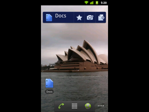 Widget von Google Docs f&uuml;r Android auf dem Android-Startbildschirm