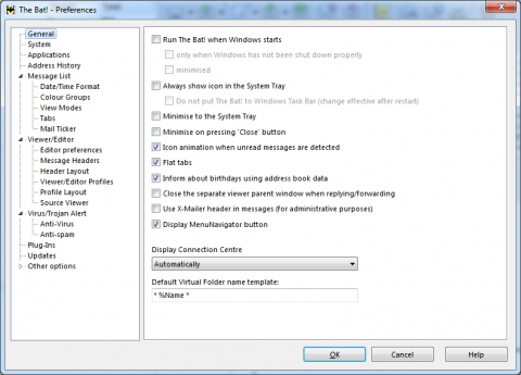 Das sind die normalen Optionen des Programms. Eine Suchfunktion w&auml;re auch hier praktisch.