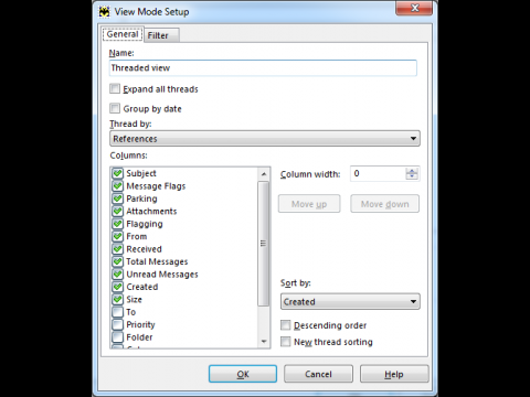 Ansichtseinstellungen der E-Mail-&Uuml;bersicht