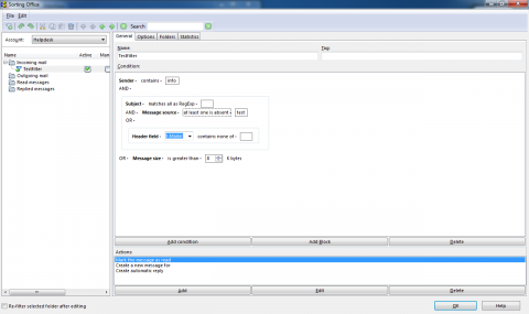 Komplex. Kenntnisse in der Aussagenlogik helfen bei der Erstellung der Filter. Dieser Filter soll nur zeigen, was prinzipiell m&ouml;glich ist. Er funktioniert so nat&uuml;rlich nicht.