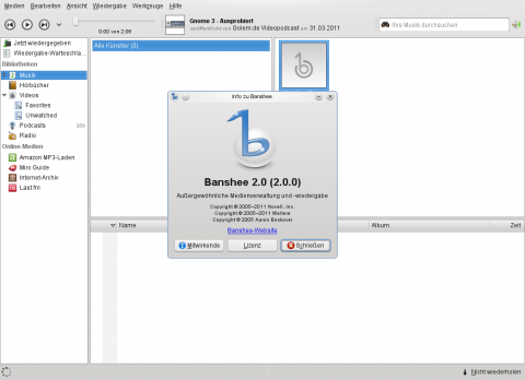 Der Mediaplayer Banshee in Version 2.0