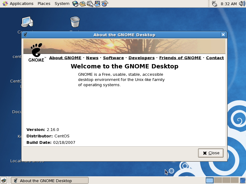 Als Desktop wird Gnome 2.16 benutzt.