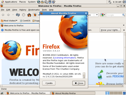 Auf der Live-CD wurde Firefox in einer h&ouml;heren Version als in der Standardinstallation integriert.