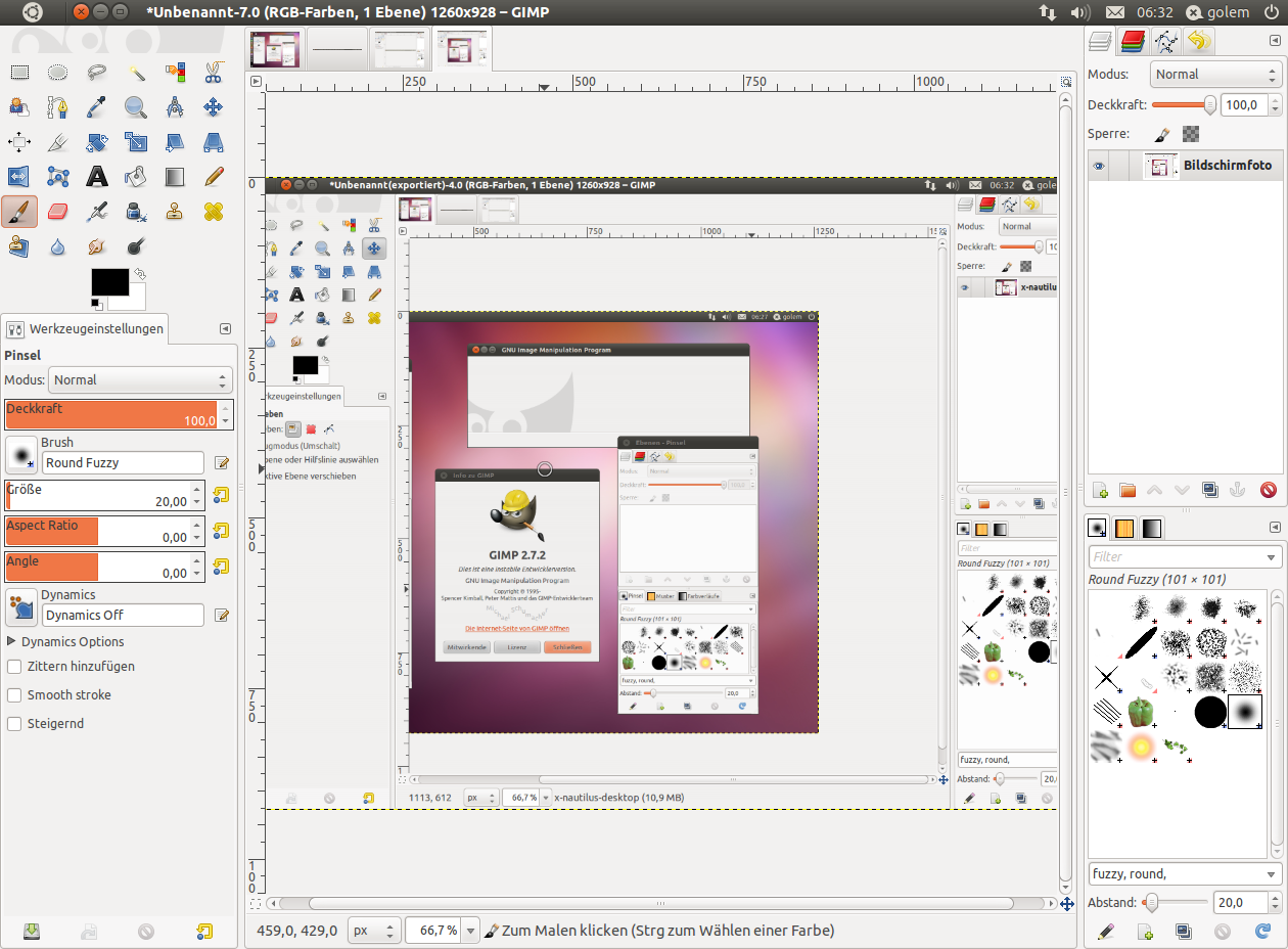 Die Optionen für das Pinselwerkzeug wurden bereits in früheren Versionen erweitert, ...