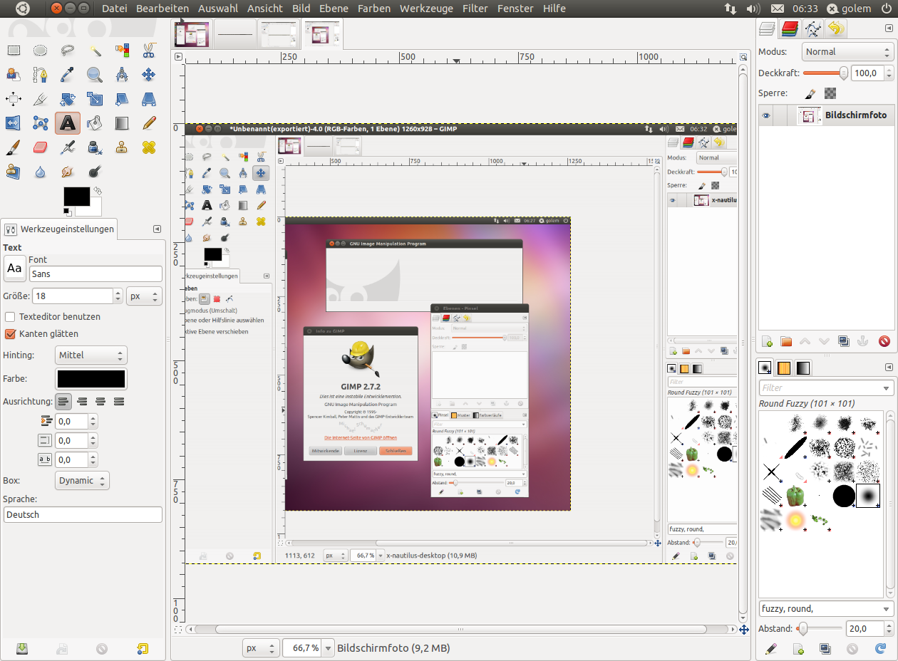 ...ebenso wie das Textwerkzeug.