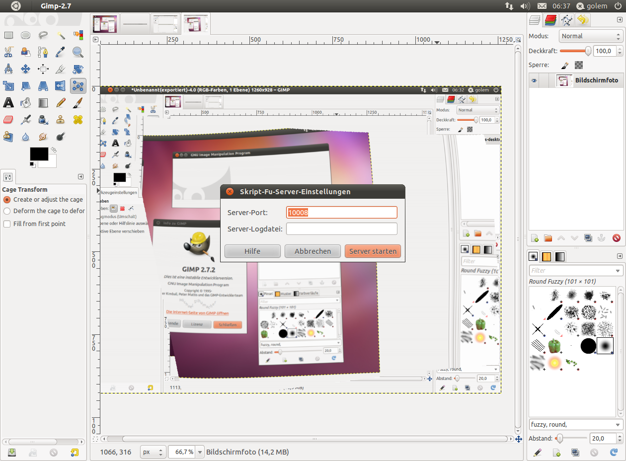 Der Script-Fu-Server verwendet das IPv6-Protokoll. 