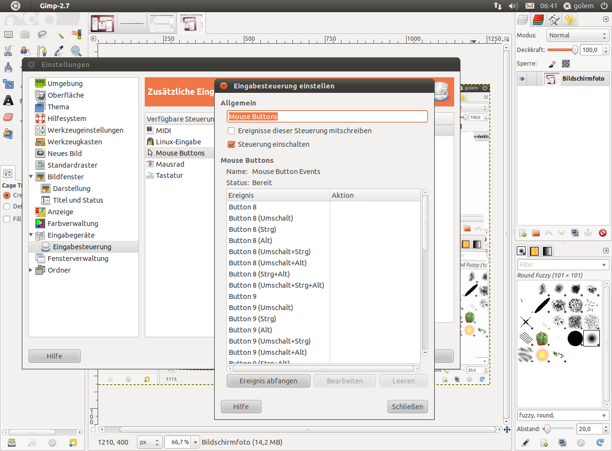 Aktionen für Maustasten lassen sich beliebig definieren.
