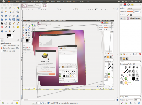 In Gimp 2.7.2 wurde ein K&auml;fig-Verzerrwerkzeug hinzugef&uuml;gt.