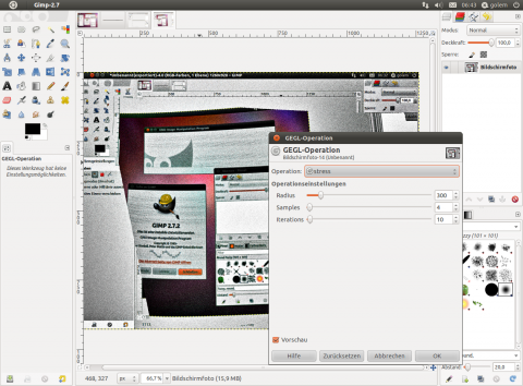 Das GEGL-Framework wurde ebenfalls an die neue K&auml;fig-Verzerrfunktion angepasst.