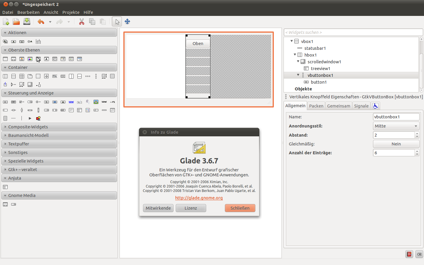 Die Entwicklungsumgebung für Benutzeroberflächen Glade