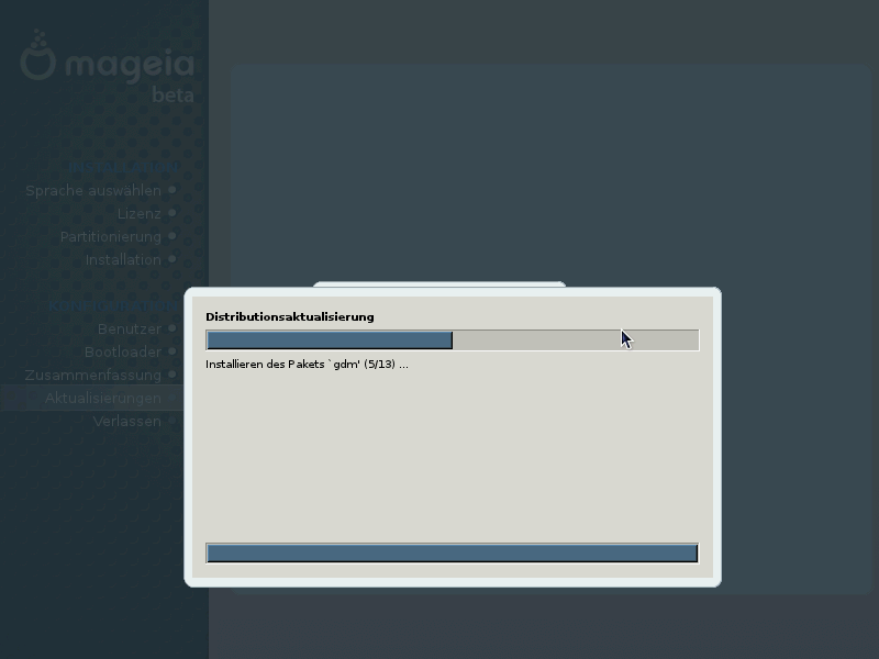 Während der Installation werden Aktualisierungen heruntergeladen.