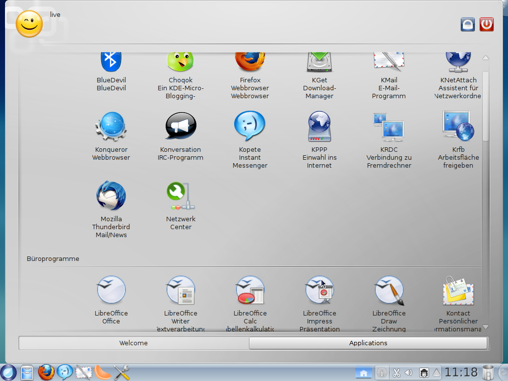 Die Anwendungsstarter im neuen Startmenü