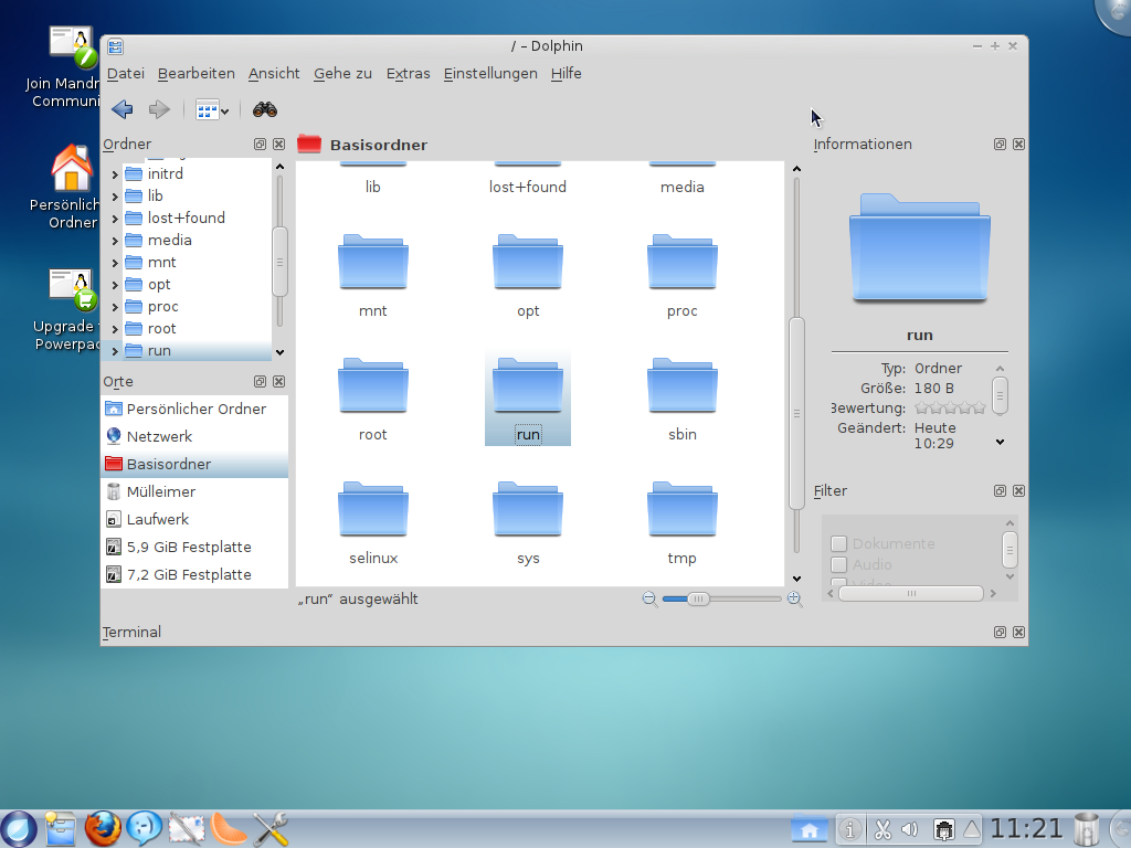 Das neue /run-Verzeichnis, das von Systemd angelegt wird.