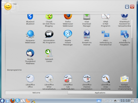 Die Anwendungsstarter im neuen Startmen&uuml;