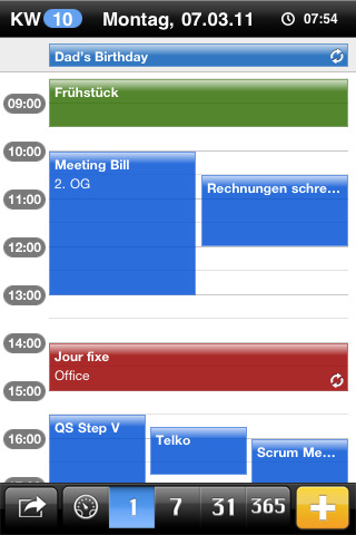 miCal - Tagesdarstellung