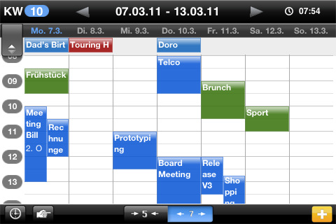 miCal - Wochenübersicht