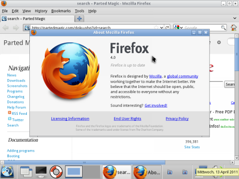 Als Standardbrowser wird Firefox 4.0 genutzt.