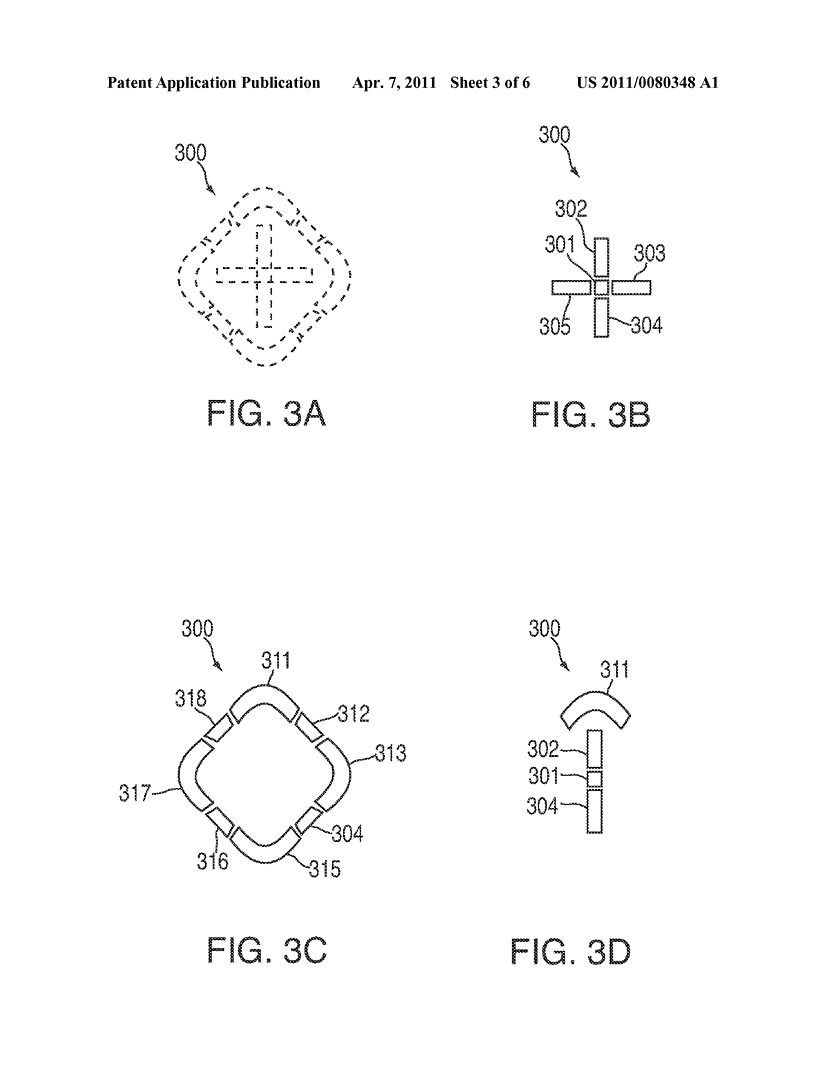 Apples Patentantrag 20110080348 beschreibt, wie die Displayfelder segmentiert sein könnten. (Bild: Apple/US-Patentamt)